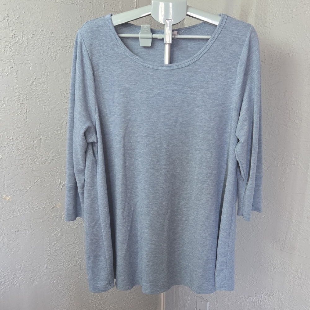 ^Elegant Sky Blue Long Sleeve Top